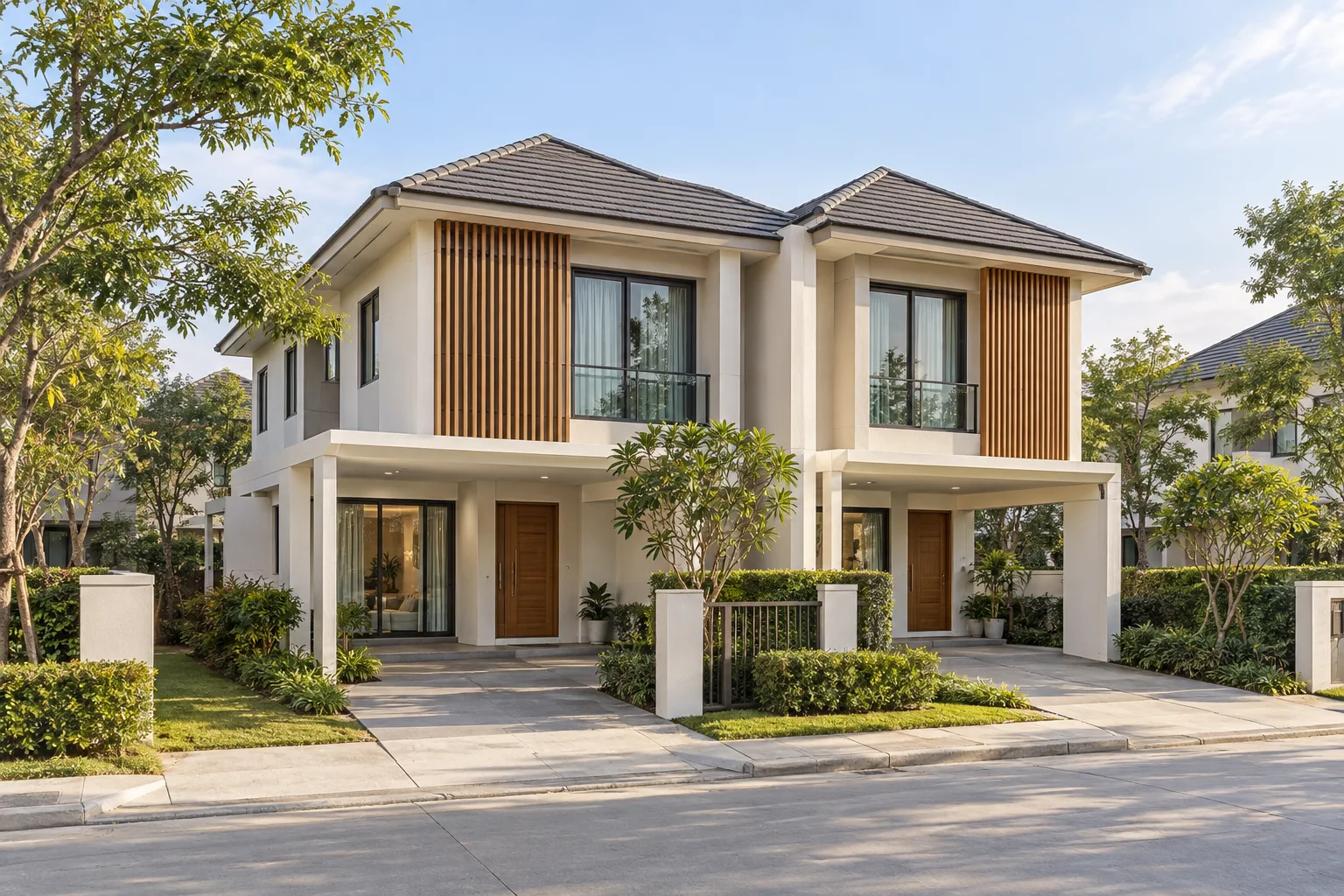 ภาพจำลอง AI สำหรับ semi-detached-1 — บ้านแฝดโมเดิร์น บางเขน (ไม่ใช่ทรัพย์จริง)
