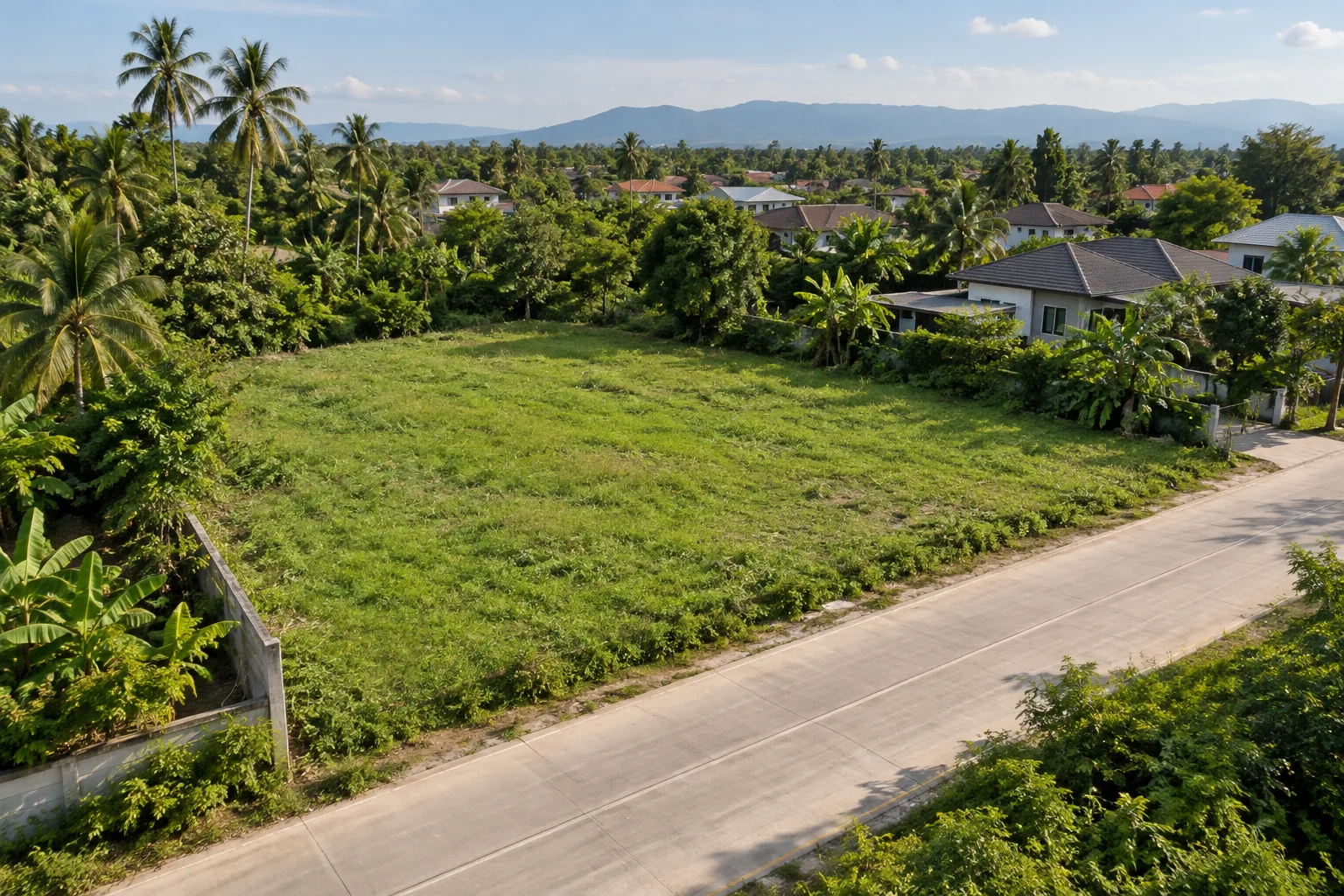 ภาพจำลอง AI สำหรับ land-1 — ที่ดินเปล่า ติดถนนชุมชน บางนา (ไม่ใช่ทรัพย์จริง)