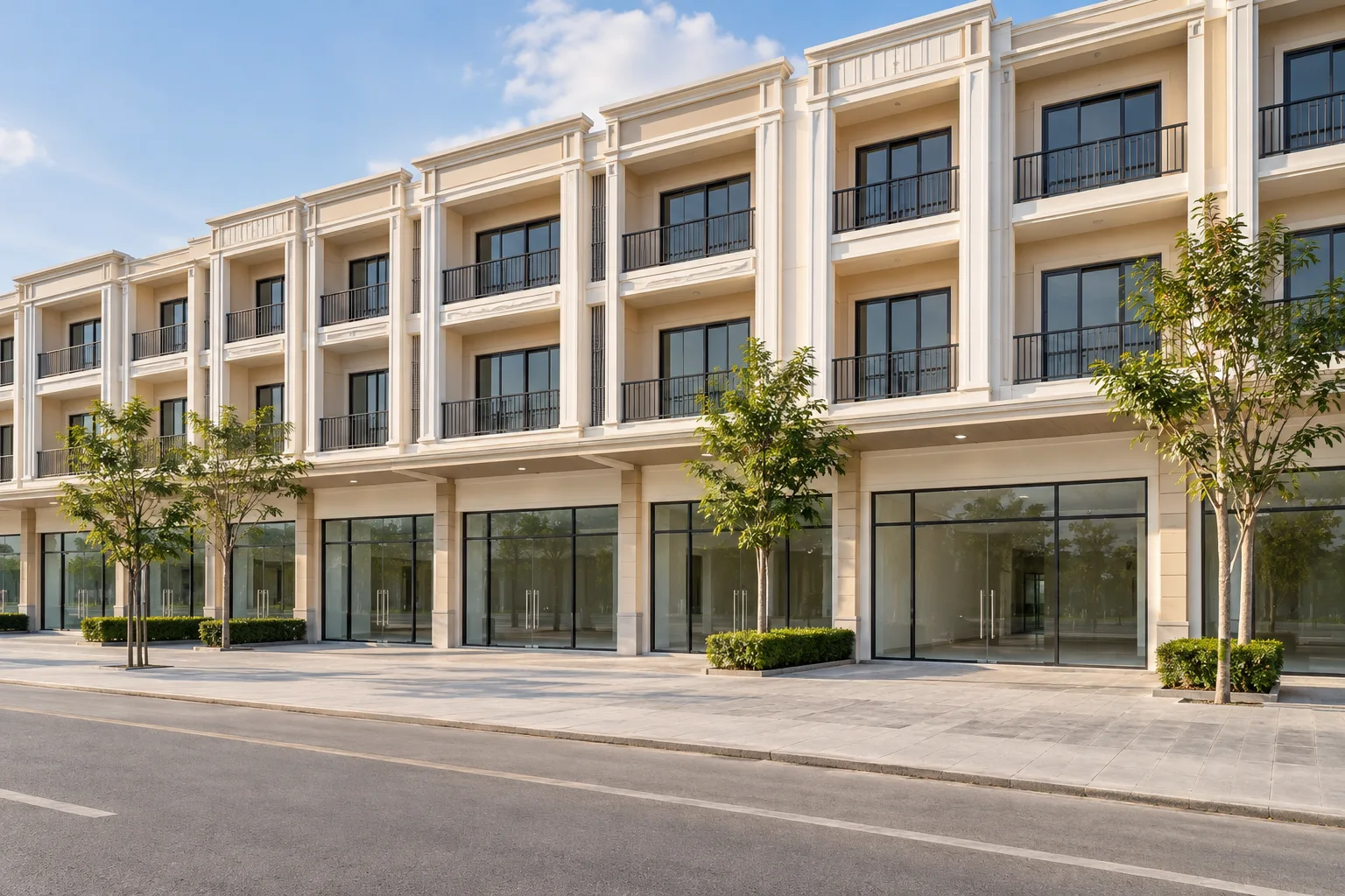 ภาพจำลอง AI สำหรับ commercial-building-1 — อาคารพาณิชย์ 4 ชั้น ห้วยขวาง (ไม่ใช่ทรัพย์จริง)